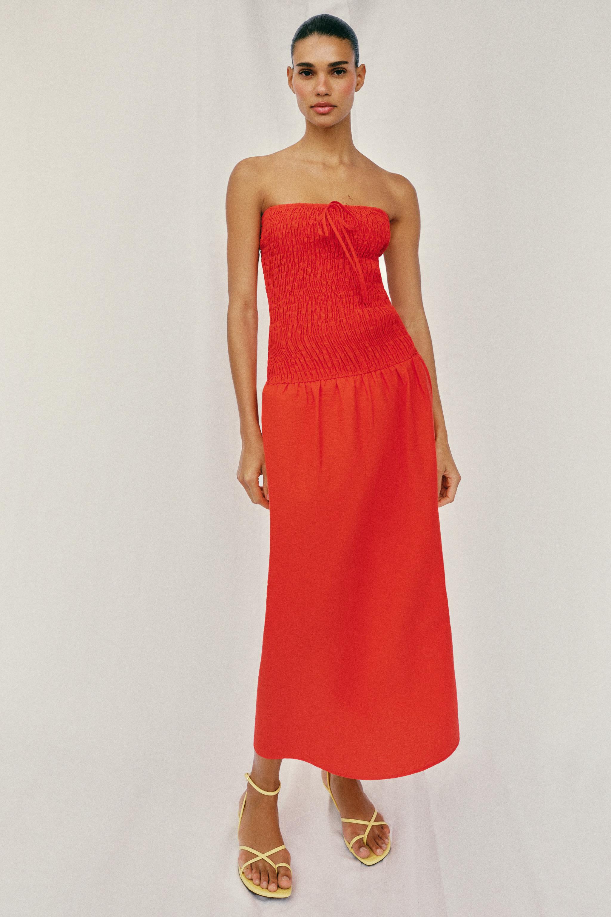 SMOCKED MIDI DRESS